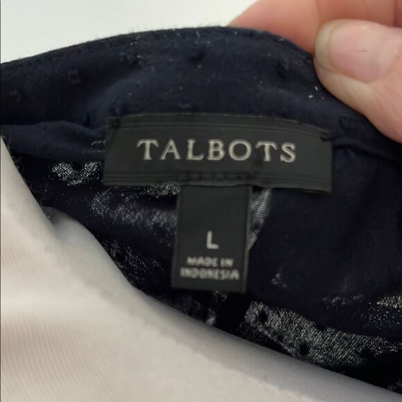 Talbots Black Label Swiss Dot Navy Popover NWOT SX L Cotton - Picture 3 of 8